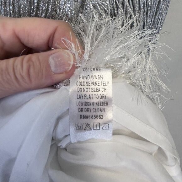 12th Tribe NWT Woman's Disco Fever Silver Fringe Sleeveless Mini Dress Size M - Picture 13 of 15